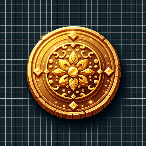 moneda de gold.
Single Game Texture.  In-Game asset.  2d.  Blank background.  High contrast.  No shadows