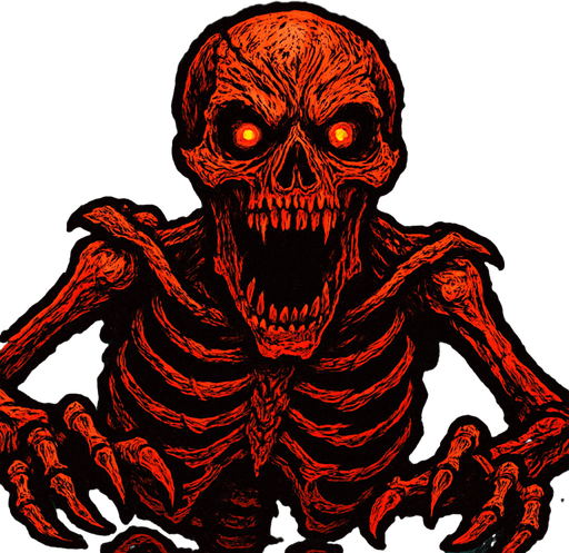 make it a super scary skeleton.
In-Game asset.  2d.  High contrast.  No shadows