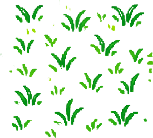 Top-down view of a single cartoon-style grass tile, seen from above, 2D game style, seamless and repeatable texture, bright colors, hand-drawn or pixel-art style, soft grass texture, 32x32 sprite..
In-Game asset.  2d.  High contrast.  No shadows