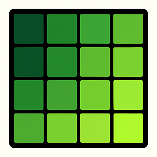 casillas de cuadros de colores verdes.
In-Game asset.  2d.  High contrast.  No shadows