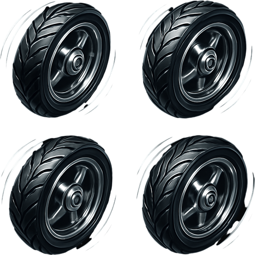 Style the tire icons with a slight metallic shine and rotate animation to match the motorcycle theme..
In-Game asset.  2d.  High contrast.  No shadows