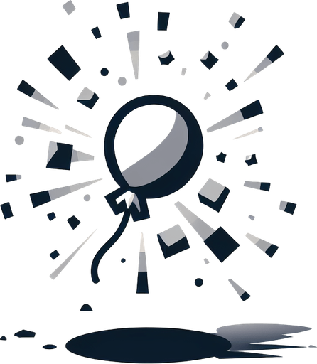 Simple Ballón pop.
Single Game Texture.  In-Game asset.  2d.  Blank background.  High contrast.  No shadows