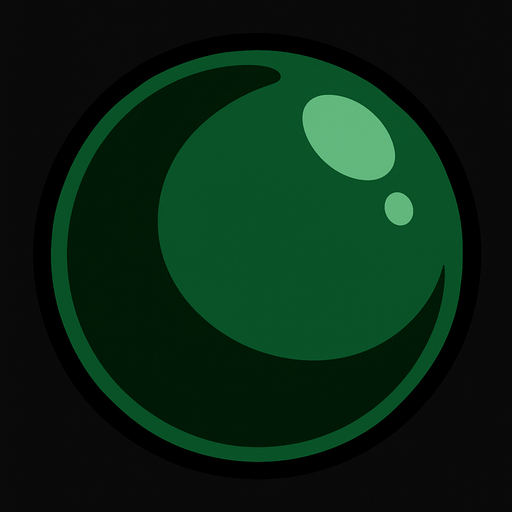 Koyu yeşil bilye.
In-Game asset.  2d.  High contrast.  No shadows