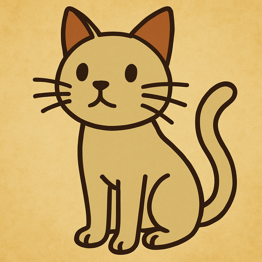 Cat in professor Layton game style.
In-Game asset.  2d.  High contrast.  No shadows