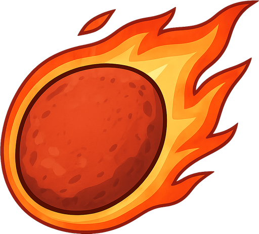 fireball. No background. Transparent background. Blank background. No shadows. 2d. In-Game asset. flat