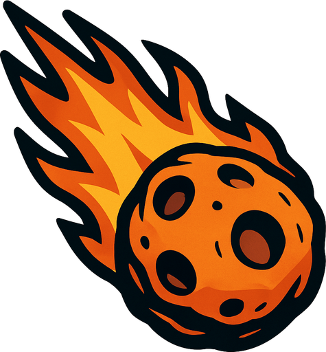 düşen bir meteor resmi.
In-Game asset.  2d.  High contrast.  No shadows