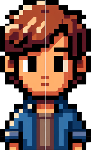 Make an 8 bit boy.
Single Game Texture.  In-Game asset.  2d.  Blank background.  High contrast.  No shadows