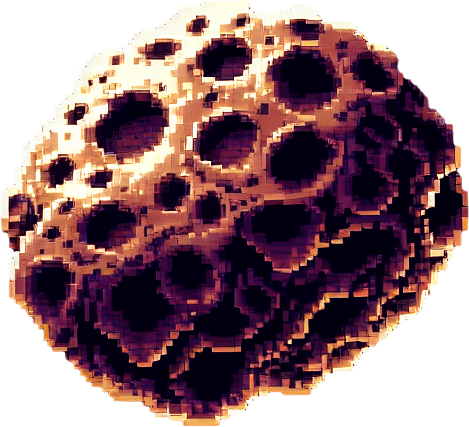 pixel astroid.
Single Game Texture.  In-Game asset.  2d.  Blank background.  High contrast.  No shadows