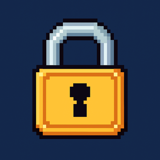 lock pixel art.
In-Game asset.  2d.  High contrast.  No shadows