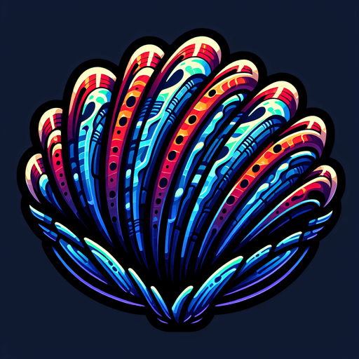 A clam.
Single Game Texture.  In-Game asset.  2d.  Blank background.  High contrast.  No shadows