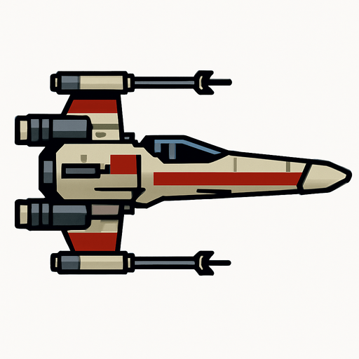 X wing side view.
In-Game asset.  2d.  High contrast.  No shadows