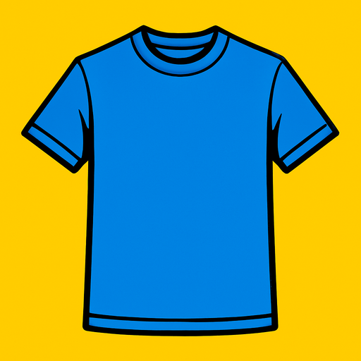 Blue T-shirt.
High contrast.  No shadows