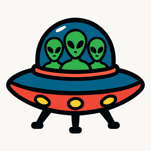 A UFO with aliens inside.
In-Game asset.  2d.  High contrast.  No shadows