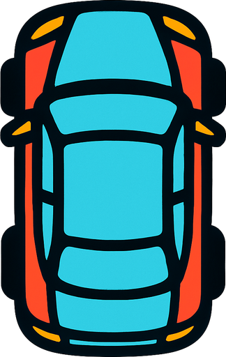 üstten görünümlü araba yap.
In-Game asset.  2d.  High contrast.  No shadows