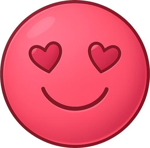 pink love emoji. use shiny color. No background. Transparent background. Blank background. No shadows. 2d. In-Game asset. flat