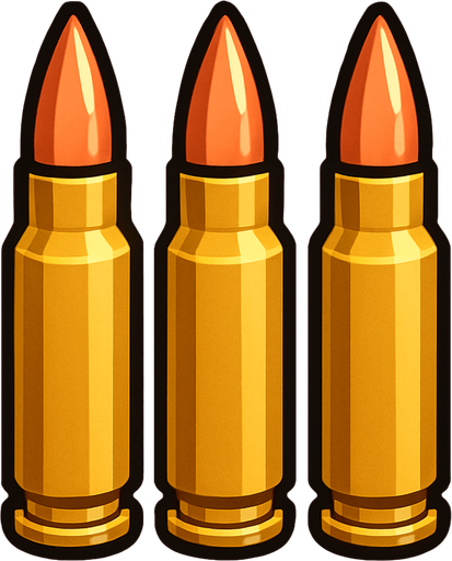 Triple vertical bullet.
In-Game asset.  3d.  High contrast.  No shadows