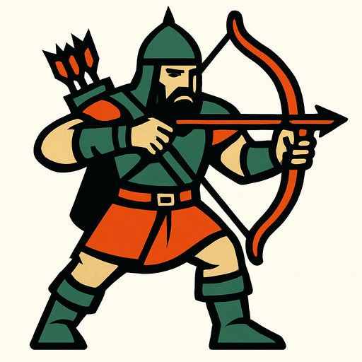 Okçu savaşçı.
In-Game asset.  2d.  High contrast.  No shadows