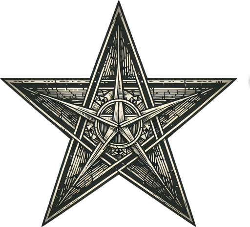 sketchy old fashion pentagram luxury star.
Single Game Texture.  In-Game asset.  2d.  Blank background.  High contrast.  No shadows