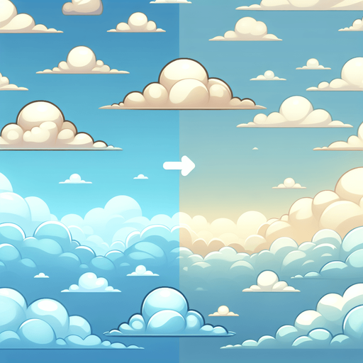 A soft gradient sky transitioning from light blue to white, with subtle fluffy clouds scattered across. The style should be cartoonish and visually appealing.".
Single Game Texture.  In-Game asset.  2d.  Blank background.  High contrast.  No shadows