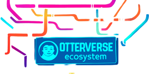 “Design a narrow cyber-alley between skyscrapers, with vibrant neon pipes crisscrossing overhead. One large digital holo-banner proclaims ‘Otterverse ecosystem.’ Add steam vents, flickering side-street lights, and wet cobblestones reflecting color—no characters or coins.”.
In-Game asset.  2d.  High contrast.  No shadows