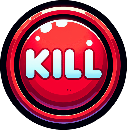 Big red kill button.
Single Game Texture. In-Game asset. 2d. Blank background. High contrast. No shadows.