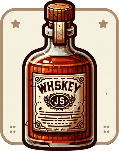 western bottle of whiskey..
Single Game Texture. In-Game asset. 2d. Blank background. High contrast. No shadows.