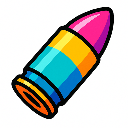 quiro que sea una bala multicolor.
In-Game asset.  2d.  High contrast.  No shadows