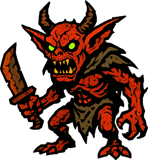 kıyamet canavarı goblin.
In-Game asset.  2d.  High contrast.  No shadows