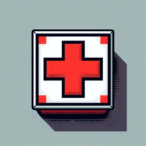 square box viewed from above. White with a large Red Cross 

Single Game Texture. In-Game asset. 2d. Blank background. High contrast. No shadows.