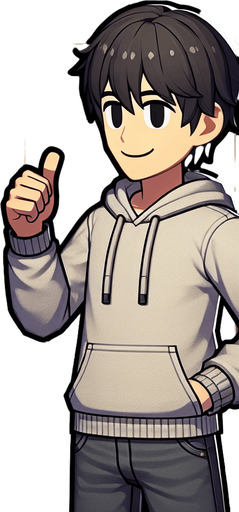 Happy person.
Single Game Texture.  In-Game asset.  2d.  Blank background.  High contrast.  No shadows