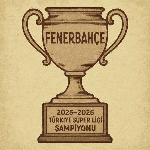 2025 - 2026 Türkiye Süper Ligi Şampiyonu Kupası oluştur , kupanınn üstünde FENERBAHÇE yazsın. soluk renklerde olsun , retro temada olsun 
In-Game asset.  2d.  High contrast.  No shadows
