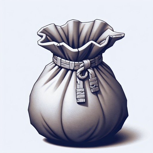 An open sack. Single Game Texture. In-Game asset. 2d. Blank background. High contrast. No shadows.