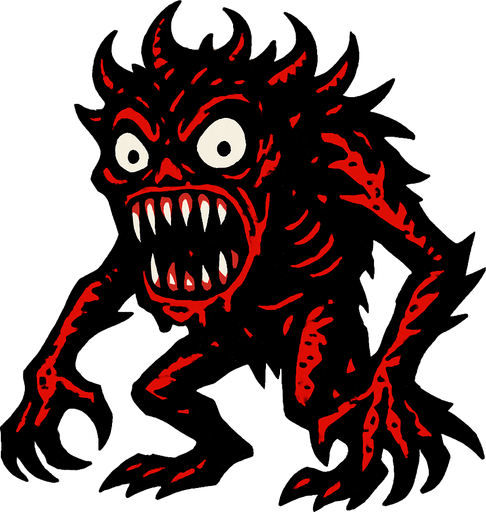 korkunç bir canavar.
In-Game asset.  2d.  High contrast.  No shadows
