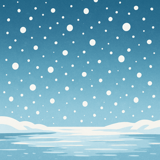 Snow gently falling from the sky in a peaceful winter scene. The snowflakes are soft and light, creating a calm atmosphere. The snow is falling in large, delicate flakes, covering the icy surface and creating a serene, magical ambiance.".
In-Game asset.  2d.  High contrast.  No shadows