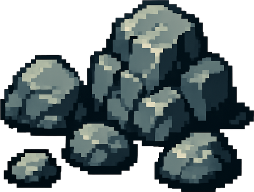 pixel kayalar.
In-Game asset.  2d.  High contrast.  No shadows
