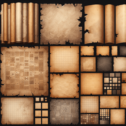 Old Paper.
Single Game Texture. In-Game asset. 2d. Blank background. High contrast. No shadows.