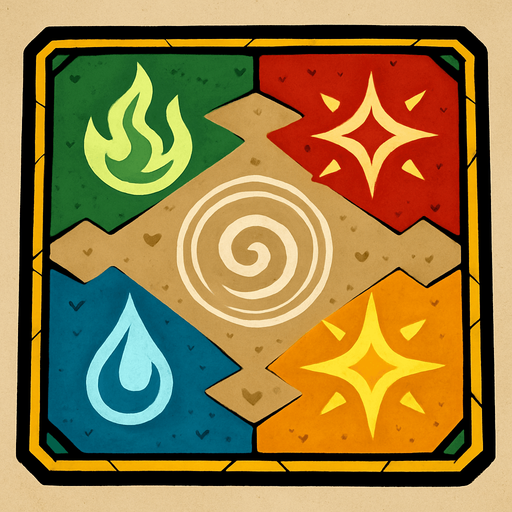 DİRTDÖRTGRN ŞEKLİNDE BÜYÜ SAVAŞ ALANI.
In-Game asset.  2d.  High contrast.  No shadows