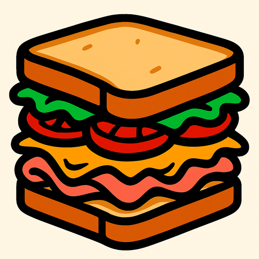 sandwich.
In-Game asset.  2d.  High contrast.  No shadows