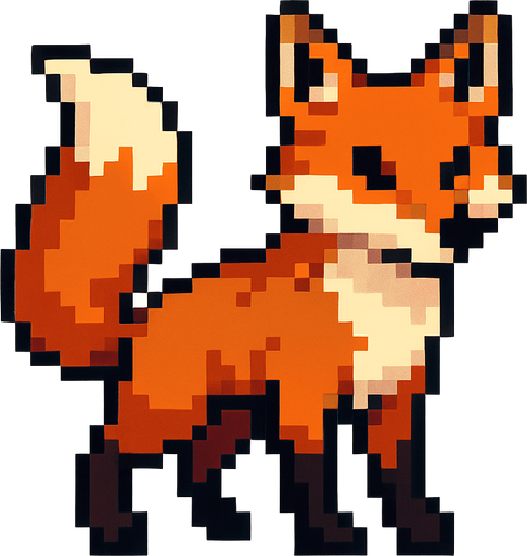 pixel kar tilkisi ekle.
In-Game asset.  2d.  High contrast.  No shadows