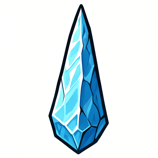 bu bir buz parçası. uzun sivri bir koni gibi.
In-Game asset.  2d.  High contrast.  No shadows