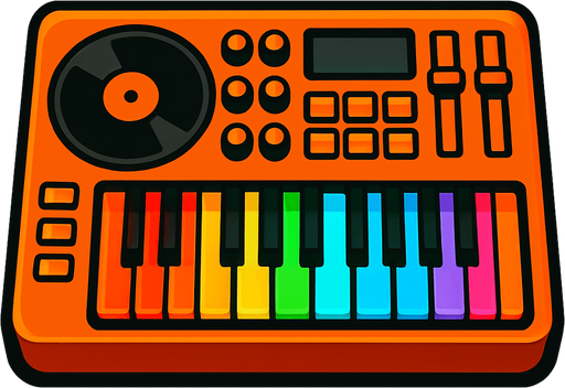 orange cool dj keyboard rgb keys.
In-Game asset.  2d.  High contrast.  No shadows