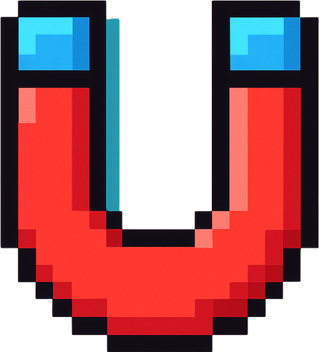 pixel art 2D magnet.
In-Game asset.  2d.  High contrast.  No shadows