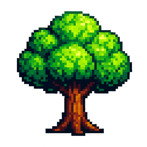 pixel
 ağaç.
In-Game asset.  2d.  High contrast.  No shadows