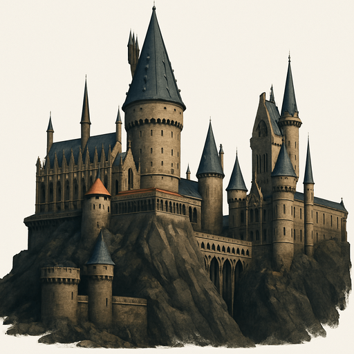 Howgarts, algo realista.
In-Game asset.  2d.  High contrast.  No shadows