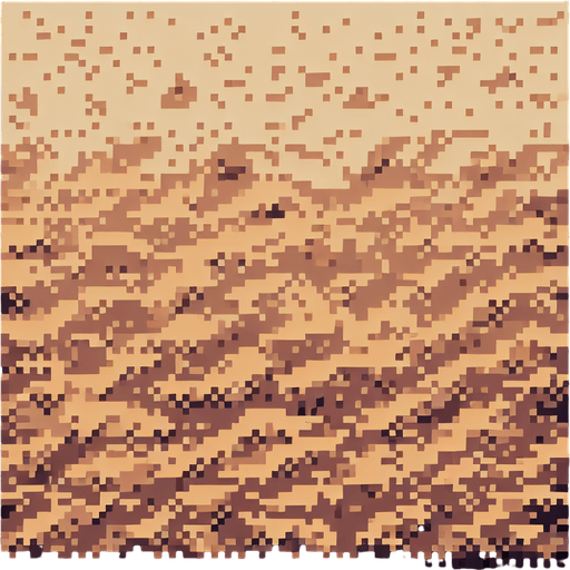 Pixelated desert floor without objects.
Single Game Texture.  In-Game asset.  2d.  Blank background.  High contrast.  No shadows