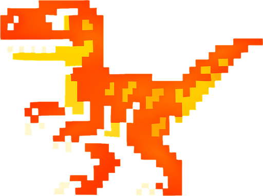 Make it 8 bit style dinosaur Atrociraptor  cartoon character.
In-Game asset.  High contrast.  No shadows