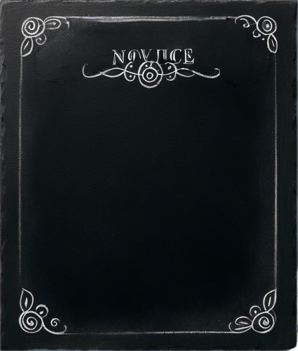 "NOVICE BLEND" written in chalk