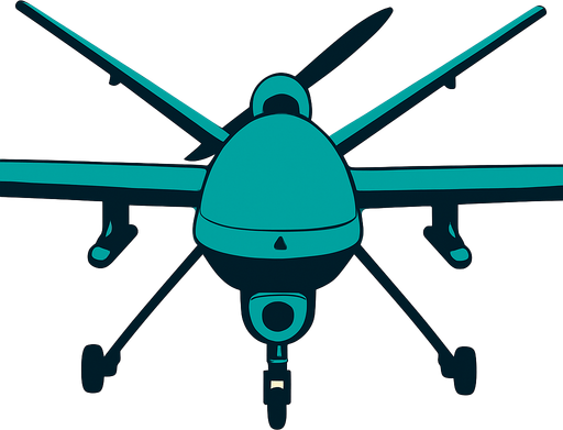 Overwiev of unmanned aircraft coming to us.
2d.  High contrast.  No shadows