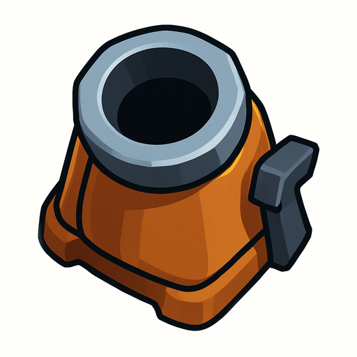 Mortar from Clash Royale without base, just the Mortar.
In-Game asset.  2d.  High contrast.  No shadows. Topdown