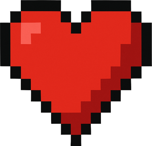 4x4 pixel art heart.
In-Game asset.  2d.  High contrast.  No shadows. retro arcade. Pixel art. 8 bit